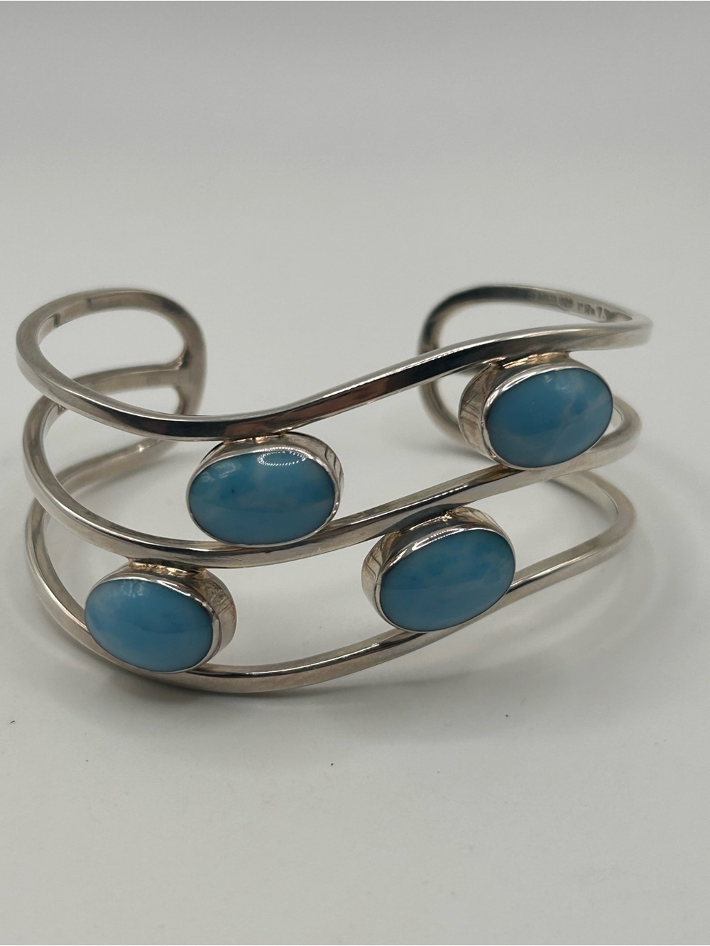 Mexico 925 sterling silver larima wavy cuff bracelet